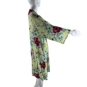 Torrid Womens M-L Floral Kelly Green Kimono Crinkle Gauze Cardigan Bloomcore
